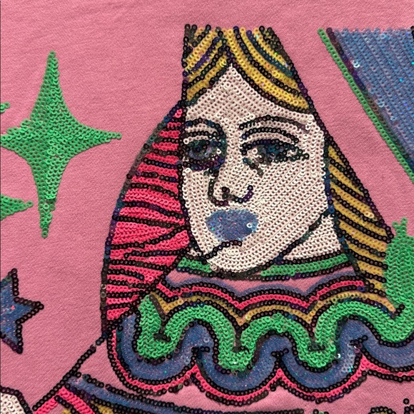 Queen of Sparkles pink queen card sweatshirt dress Medium NWT - Picture 2 of 6